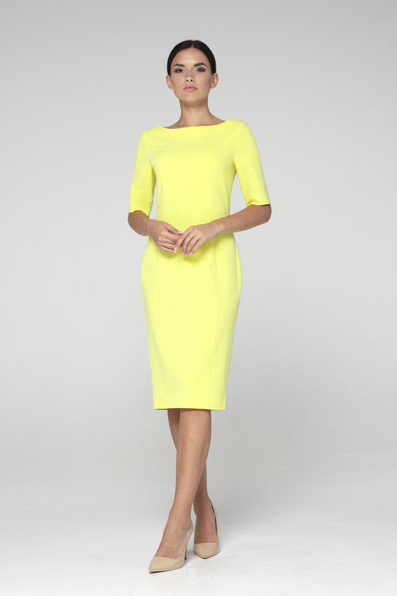 Yellow Cocktail Pencil Wiggle Dress
