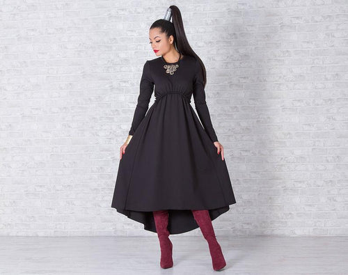 Black Long Asymmetrical Dress