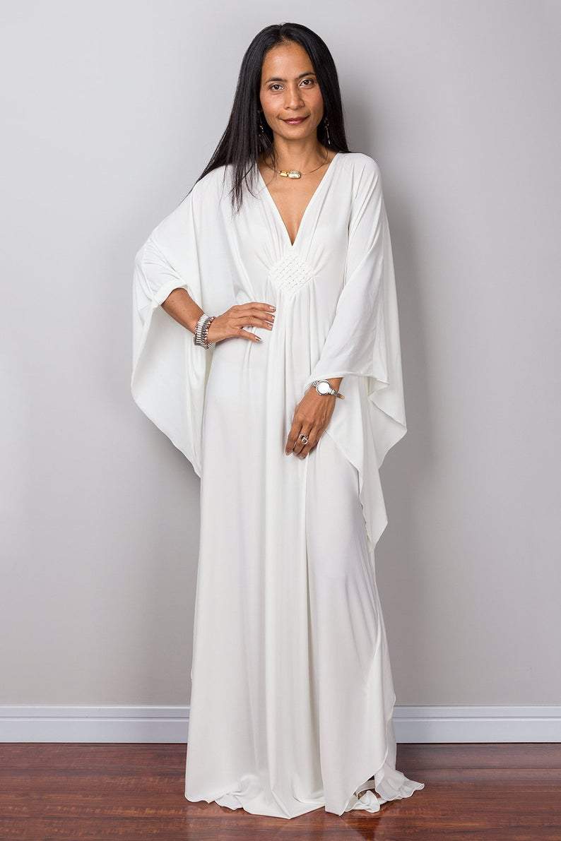 Off White Kaftan Maxi Dress