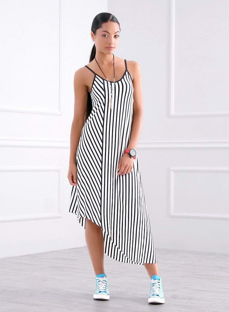 Black White Striped Dress