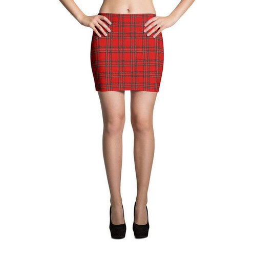 Modern Tartan Red Black Checkered Mini Skirt