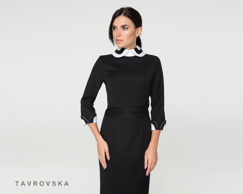 Black Pencil Peter Pan Collar Cocktail Dress