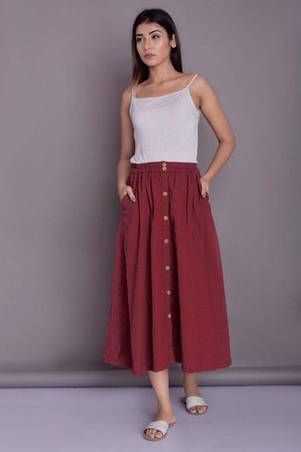 Buttoned Ling Linen Skirt