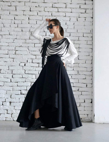 Maxi Black Asymmetrical Long Dress