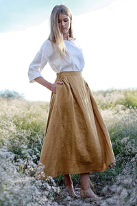 Mustard Maxi Linen Skirt