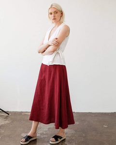 Ruby Red Maxi Linen Skirt