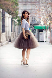 Mocha Fluffy Petticoat Tulle Skirt