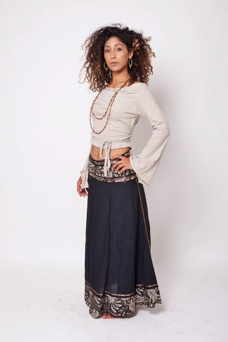 Black Gypsy Bohemian Long Skirt