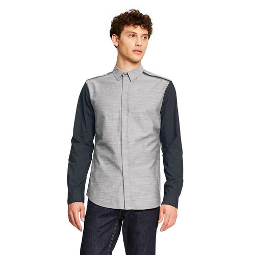 Men'S Collared Twin Color Shirt