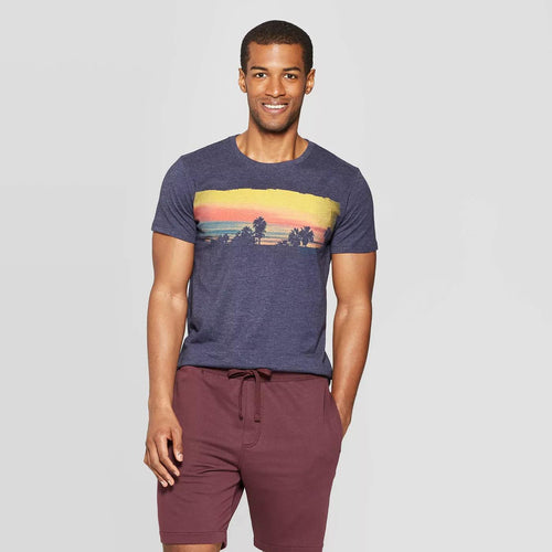 Men'S Standard Fit Sunset Beach Graphic T Shirt