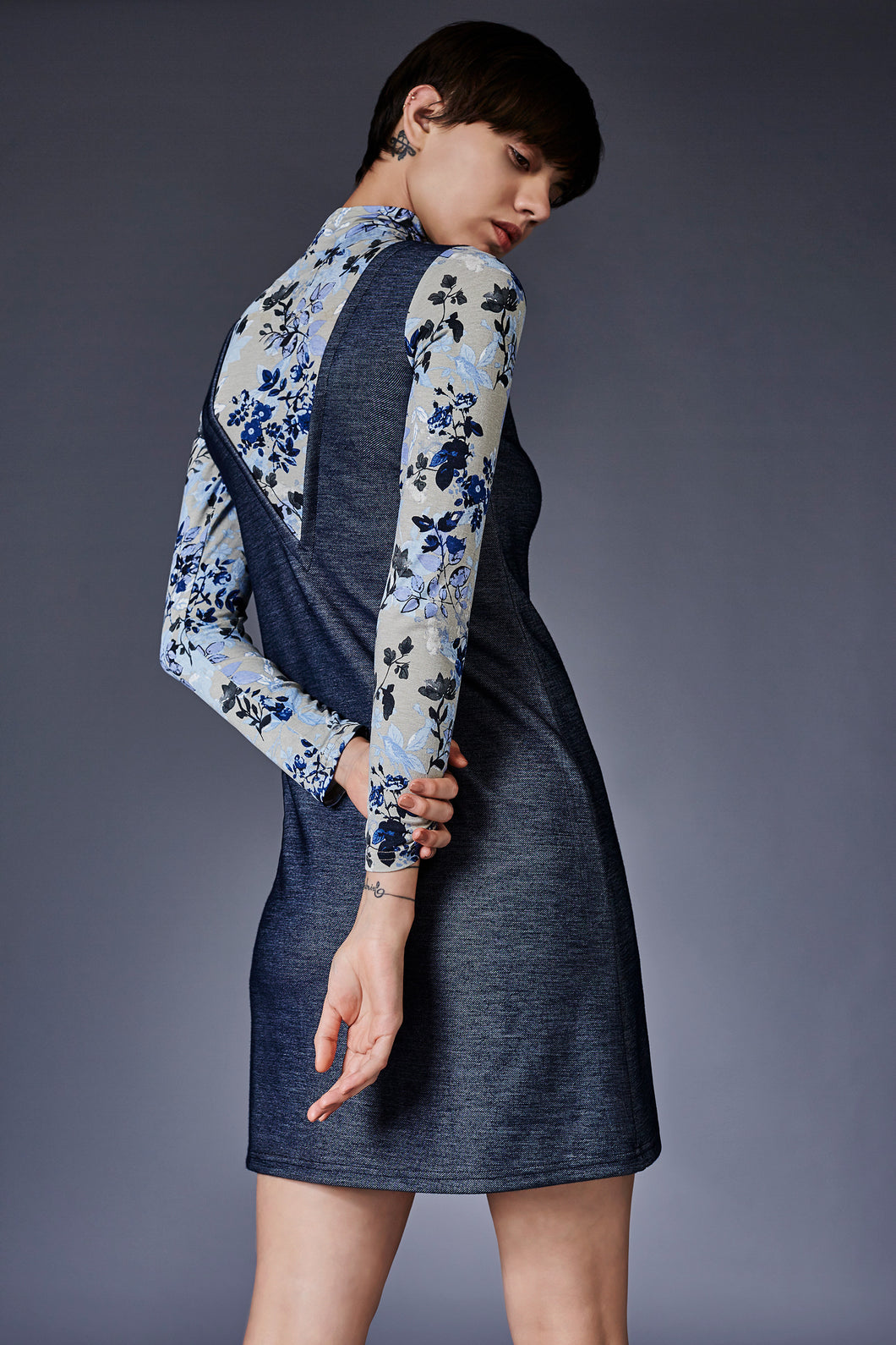 Denim Pinafore Slip-On Dress