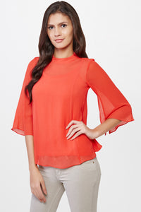 Red Flared Sleeve Top