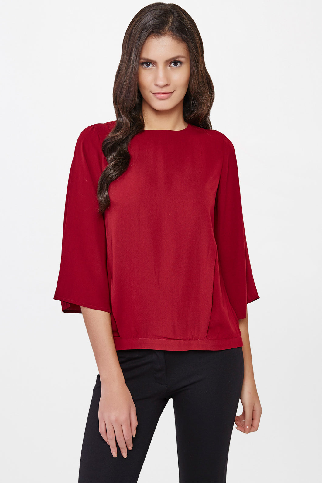 Burgundy Split-Back Top