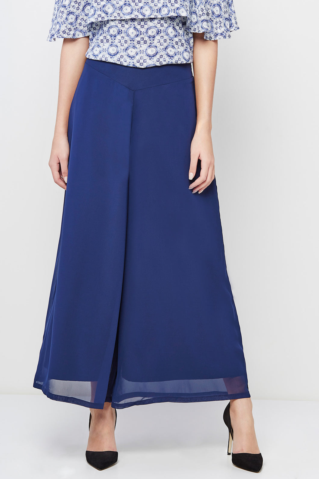 Navy Georgette Palazzos