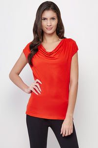 Tangerine Cowl Neck Top