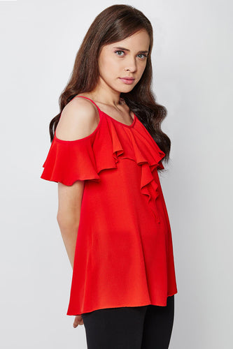 Red Ruffle Top