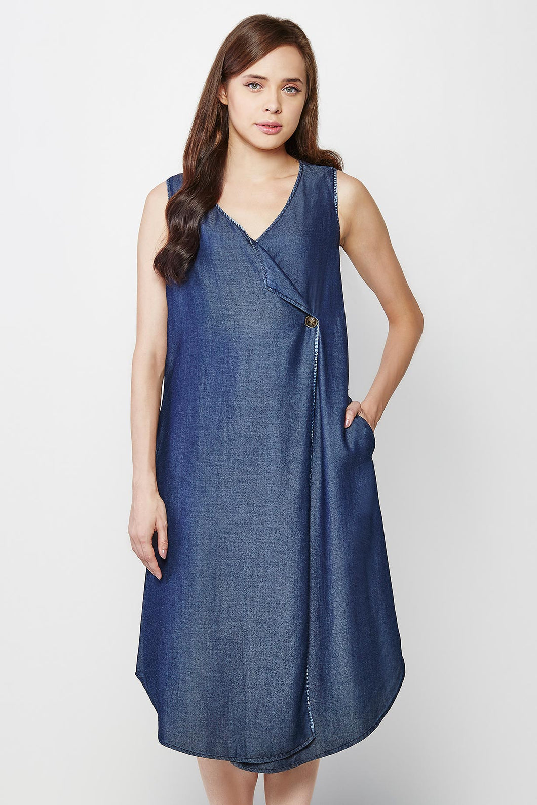 Denim Overlap Dress