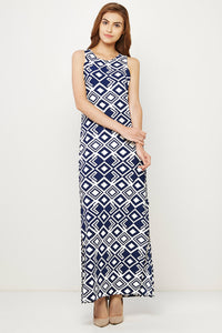 Geometric Print Column Maxi Dress