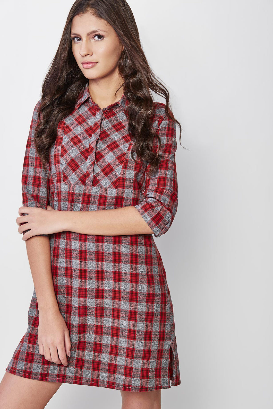 Red & Grey Checkered Shirter