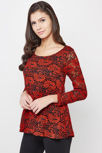 A-line Lace Top in Red