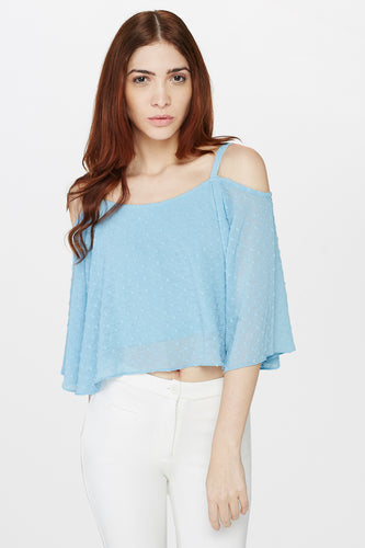Powder Blue Cold Shoulder Top