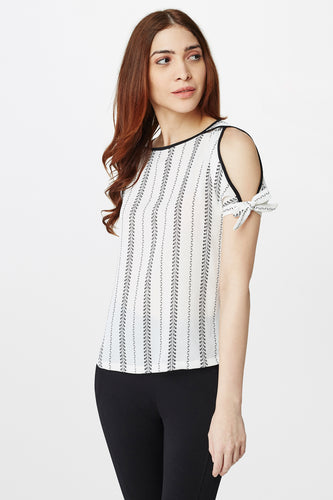 Monochrome Printed Sleeves Top