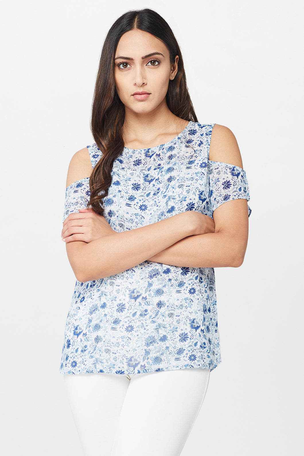 Floral Cold Shoulder Top