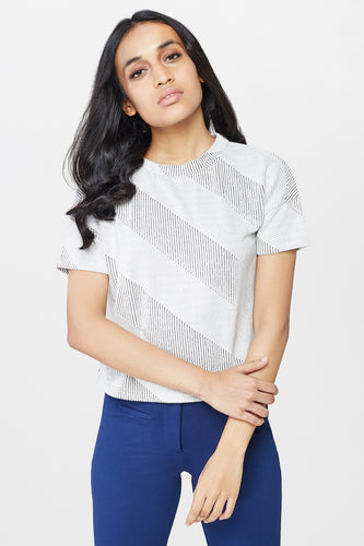 White Knit Striped Top