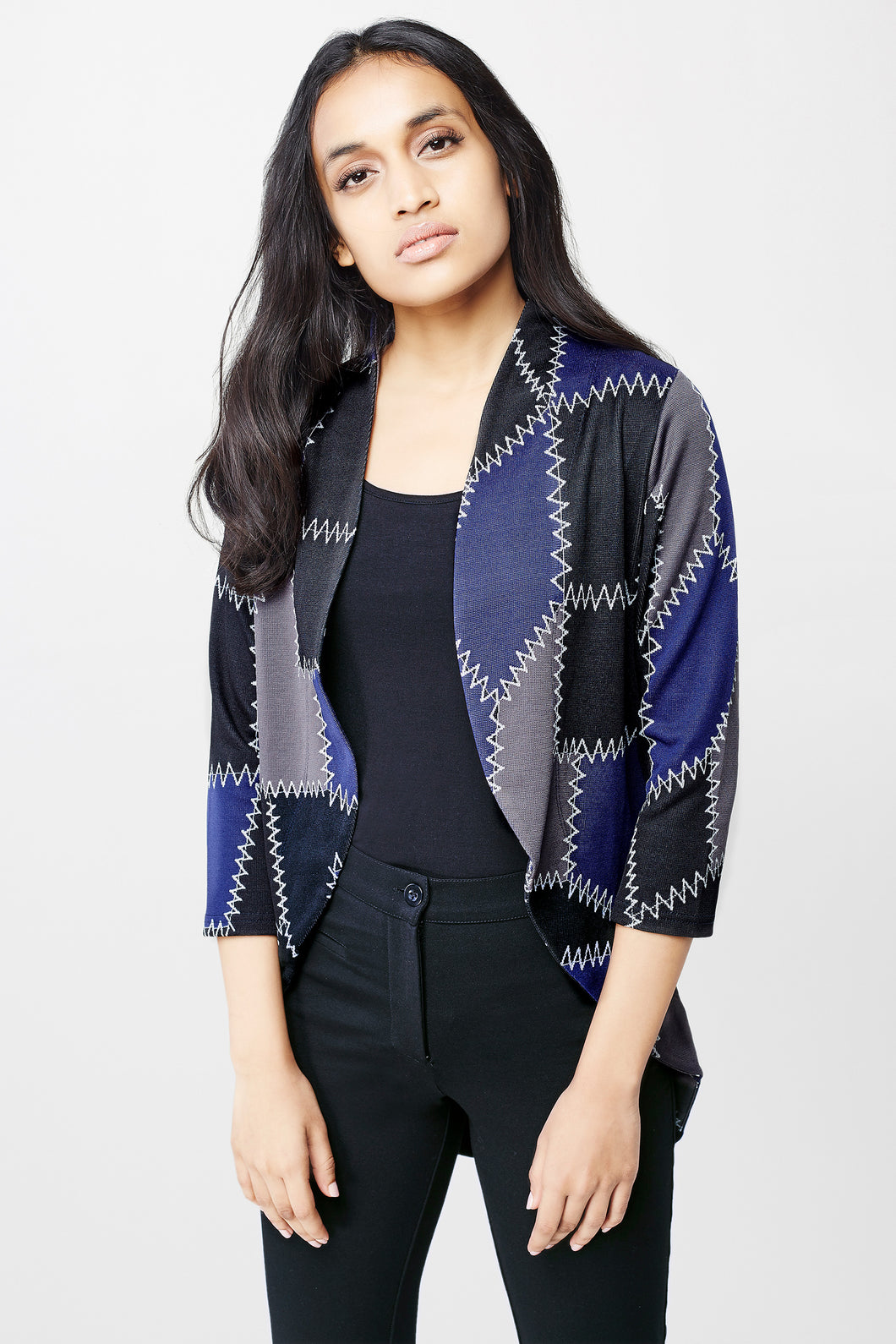 Blue Geometric Print Jacket
