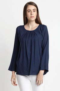 Pleated Navy Top