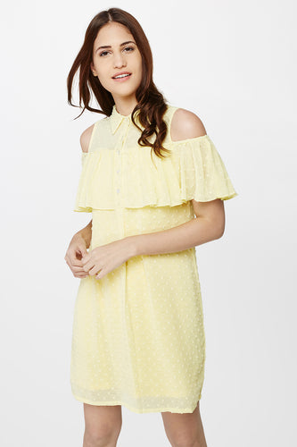 Yellow Cold Shoulder Shift Dress