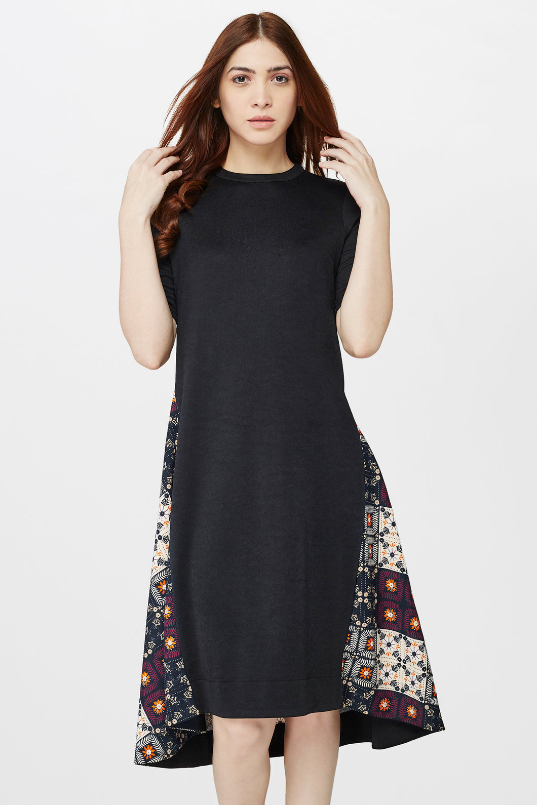 Black Printed A-Line Dress