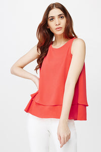 Red Sleeveless Layered Top