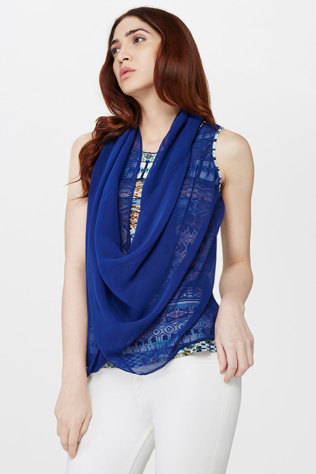 Cross Front Cowl Drape Top