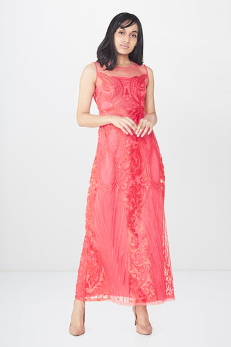 Pink Lace Maxi Dress