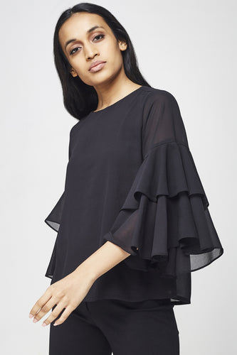 Black Bell Sleeves Top