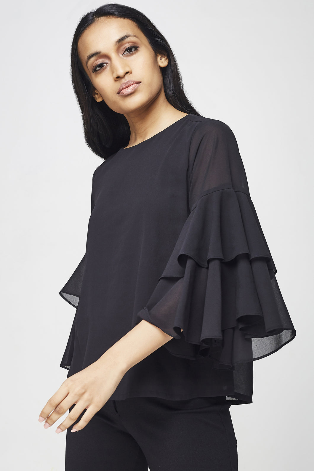 Black Bell Sleeves Top