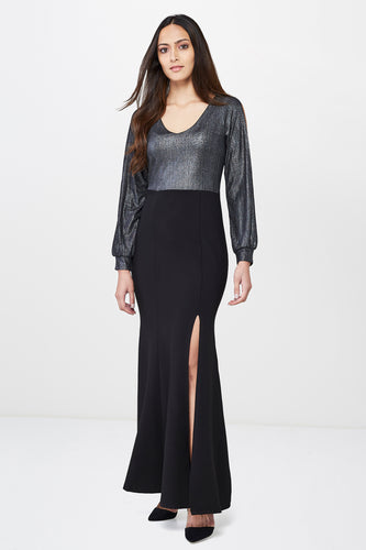 Shimmer Cut-Out Sleeves Maxi Dress