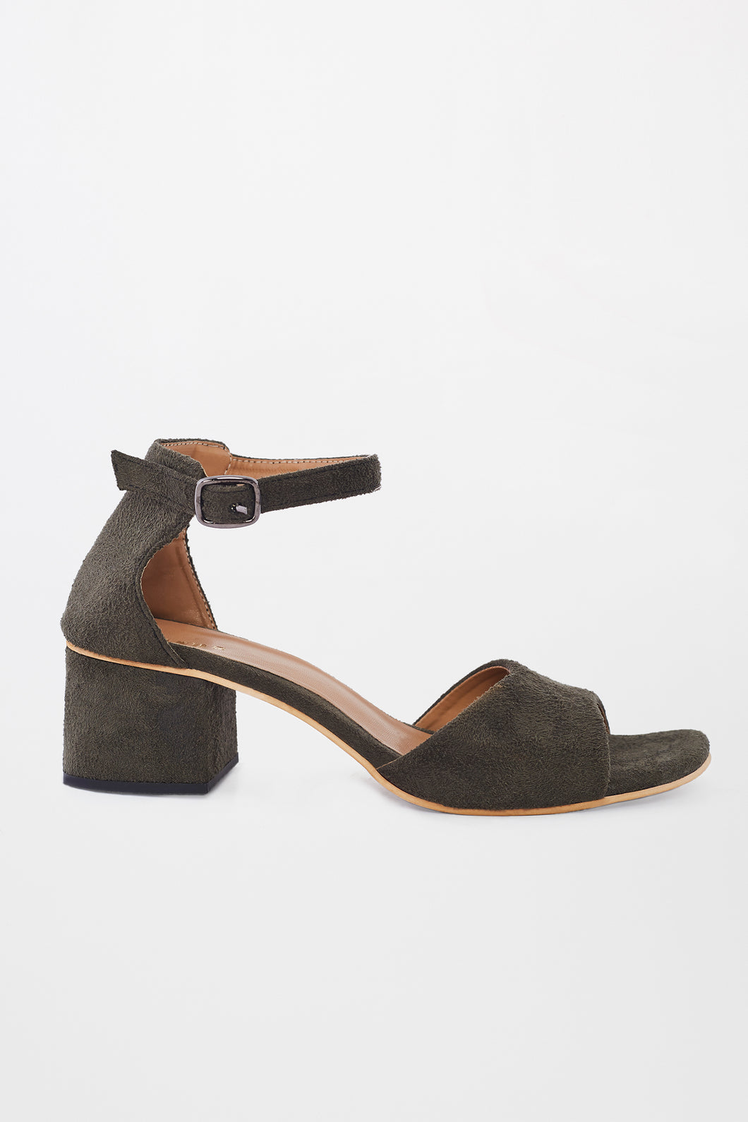 Green Two Part Block Heel Sandals