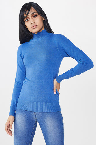 Scalloped High Neck Fine Knit Top