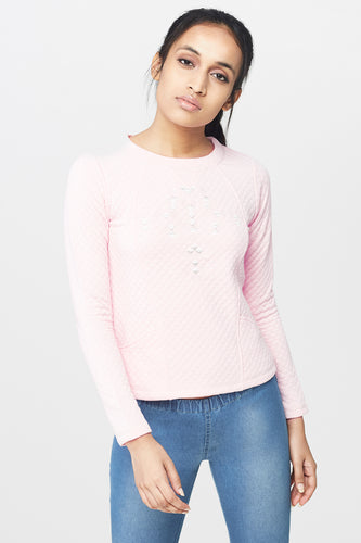 Pink Quiltted Full Sleeves Top