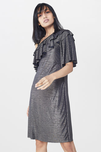Metallic Ruffle Dress