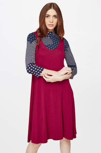 Red Printed Pinafore Dress