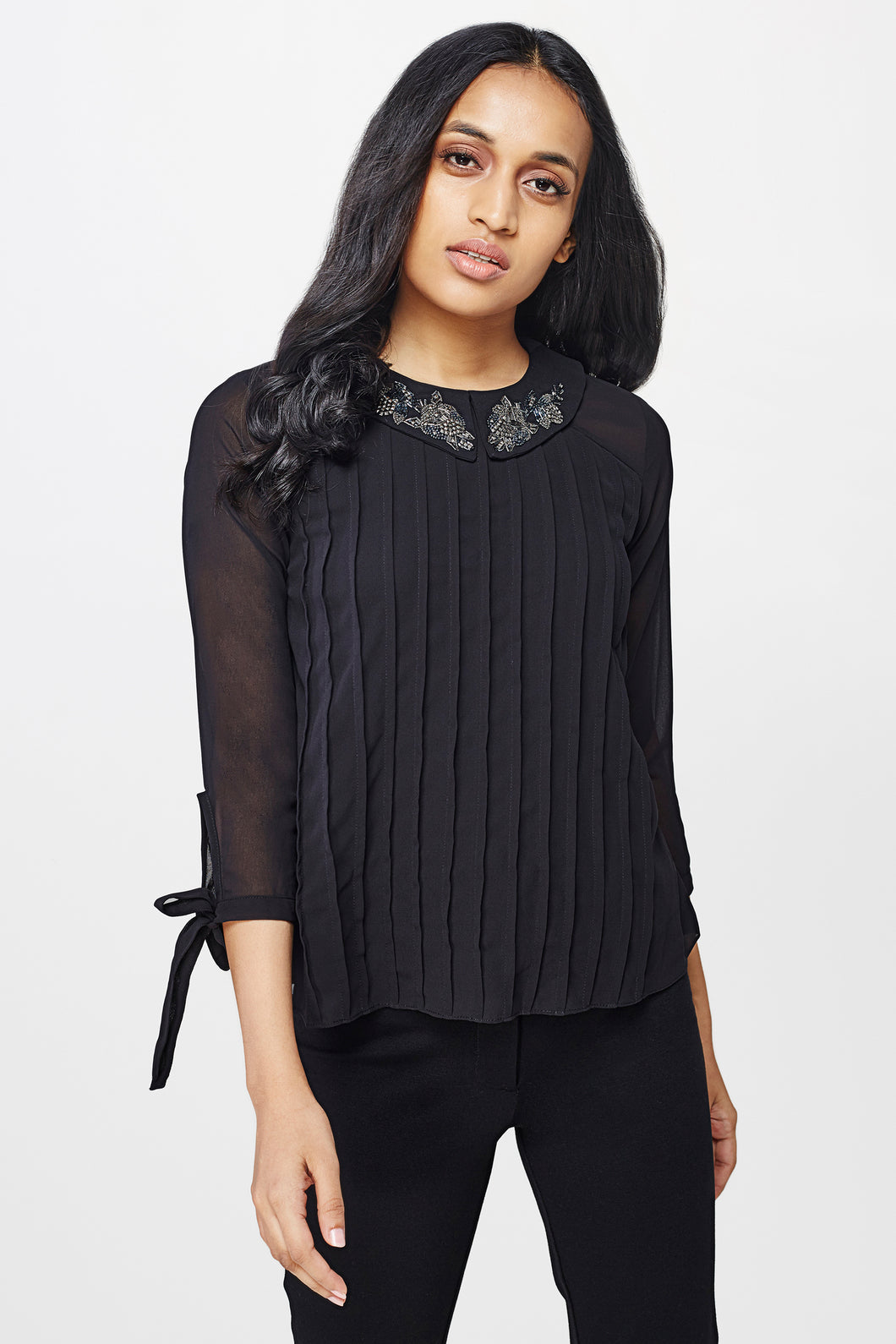 Black Embellished Party Top