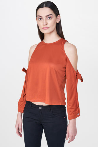 Cold Shoulder Rust Top