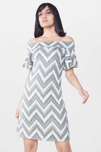 Grey and White Chevron Dress