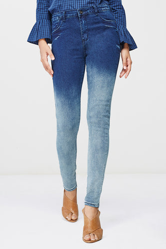 Ink Blue Faded Stretch Denims