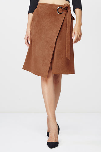 Tan Wrap Mini Skirt