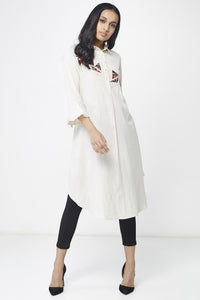 Off White Ruffle Sleeves Tunic