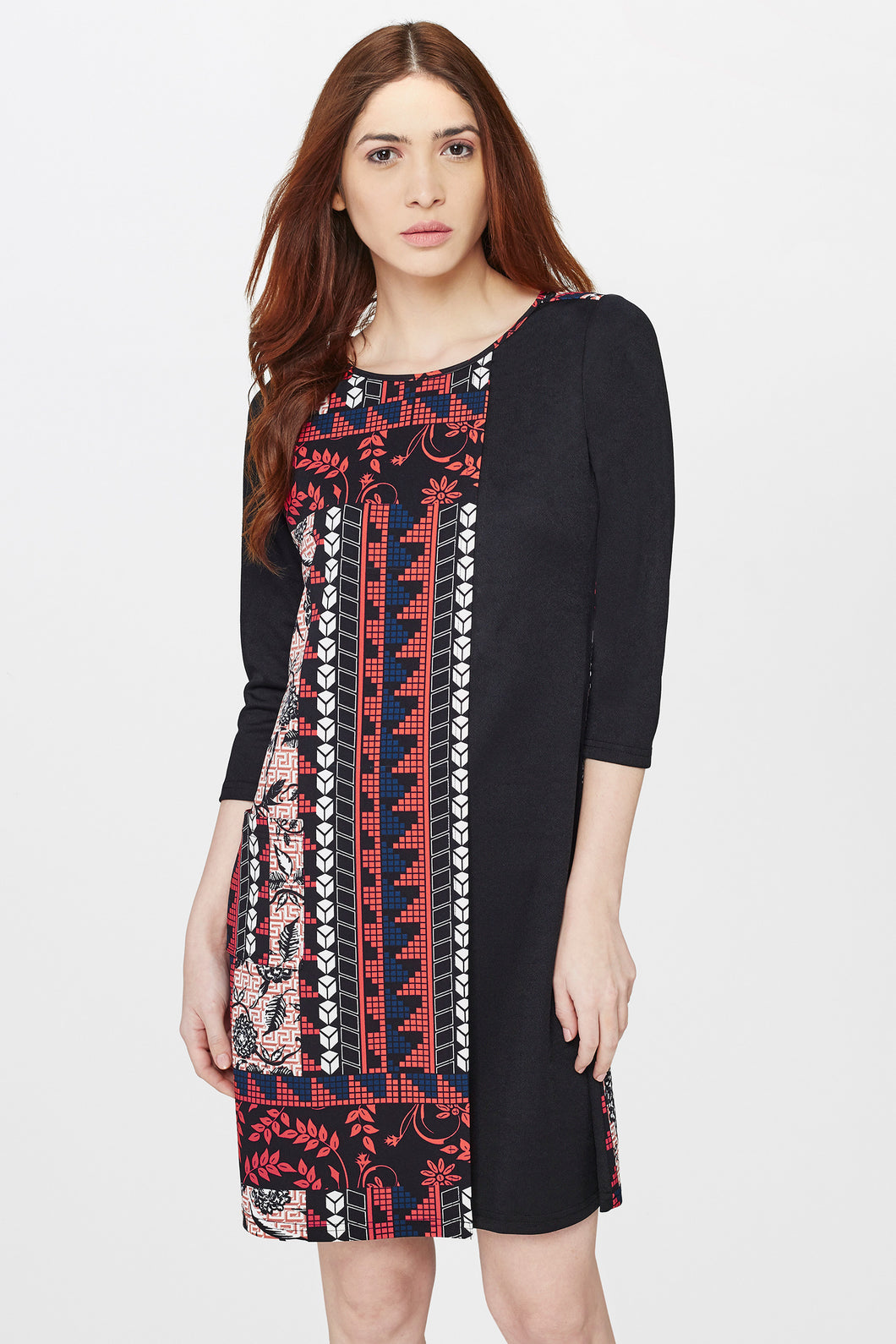 Black Printed Layered Shift Dress